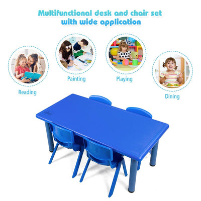 Kids Plastic Rectangular Learn and Play Table-Blue