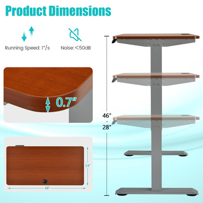 Electric Height Adjustable Standing Desk with Memory Controller-Brown