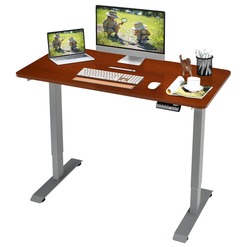 Electric Height Adjustable Standing Desk with Memory Controller-Brown