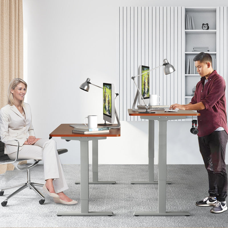 Electric Height Adjustable Standing Desk with Memory Controller-Brown