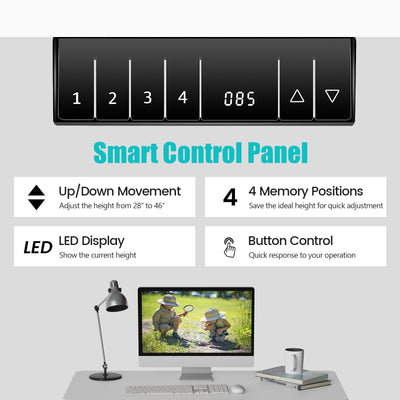 Electric Height Adjustable Standing Desk with Memory Controller-White