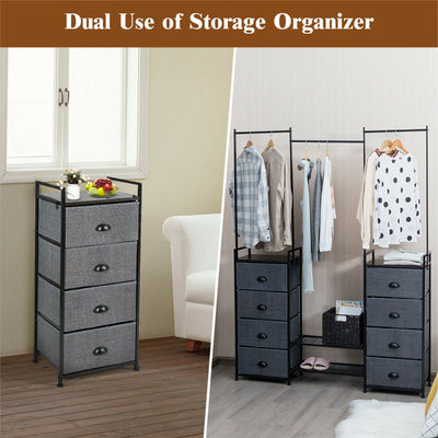 3-in-1 Portable Multifunctional  Dresser with 8 Fabric Drawers and Metal Rack