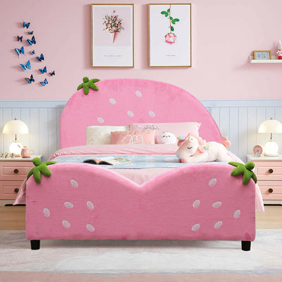 Kids Children Upholstered Berry Pattern Toddler Bed