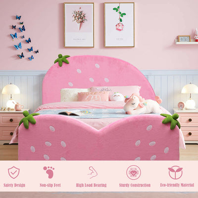 Kids Children Upholstered Berry Pattern Toddler Bed