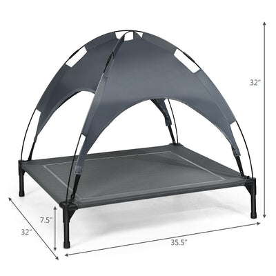 Portable Elevated Outdoor Pet Bed with Removable Canopy Shade-36 Inch