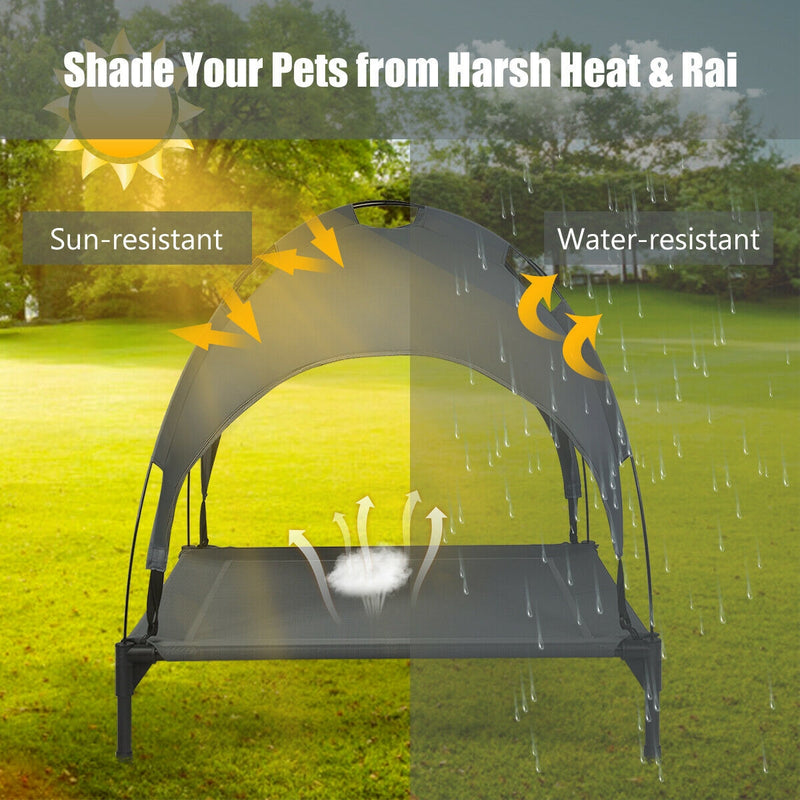 Portable Elevated Outdoor Pet Bed with Removable Canopy Shade-36 Inch