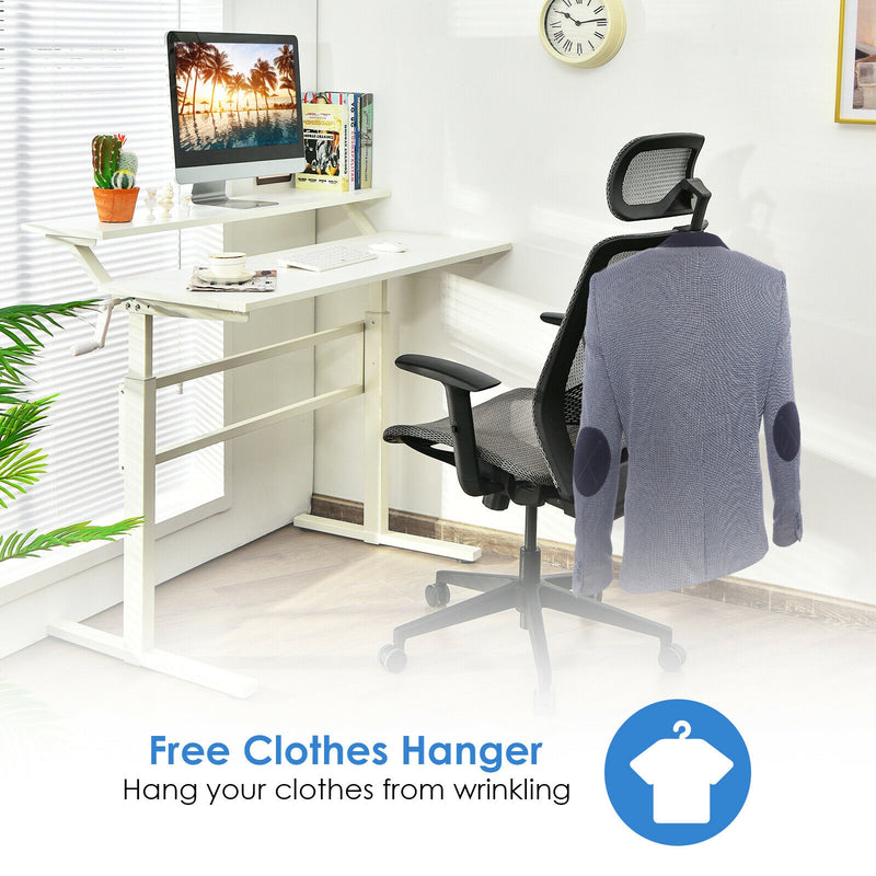 Height Adjustable Ergonomic High Back Mesh Office Chair with Hanger-Gray