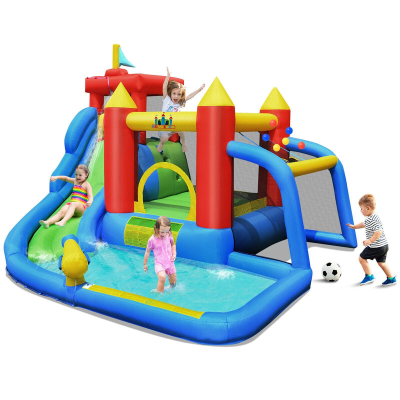 Inflatable Bouncer Bounce House with Water Slide Splash Pool without Blower