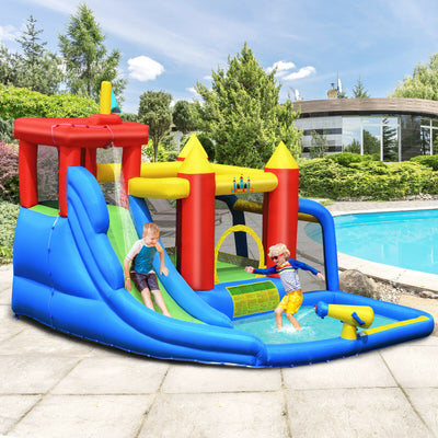 Inflatable Bouncer Bounce House with Water Slide Splash Pool without Blower