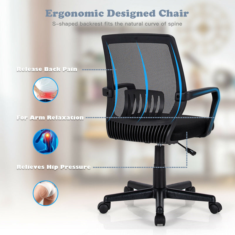 Mid-Back Mesh Height Adjustable Executive Chair with Lumbar Support