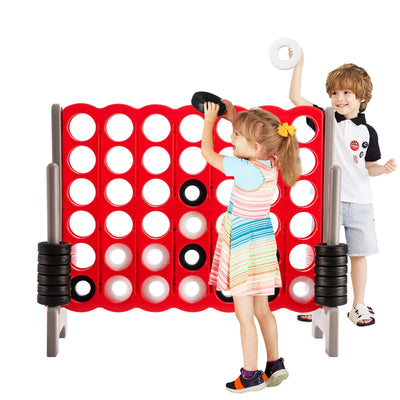 3.5 Feet Tall Jumbo 4 to Score Giant Game Set with 42 Jumbo Rings-Red