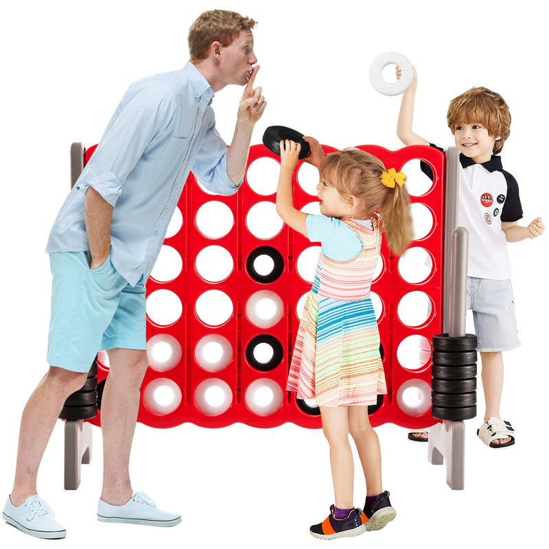 3.5 Feet Tall Jumbo 4 to Score Giant Game Set with 42 Jumbo Rings-Red