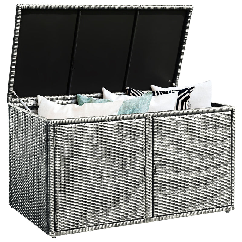 88 Gallon Garden Patio Rattan Storage Container Box-Gray