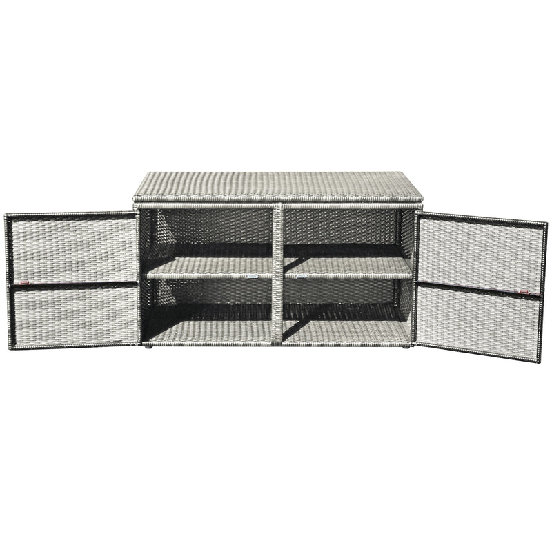 88 Gallon Garden Patio Rattan Storage Container Box-Gray