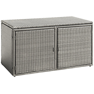 88 Gallon Garden Patio Rattan Storage Container Box-Gray