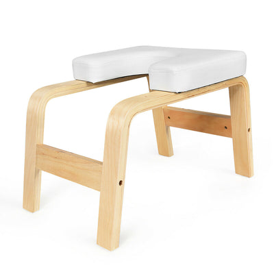 Yoga Headstand Wood Stool with PVC Pads-White