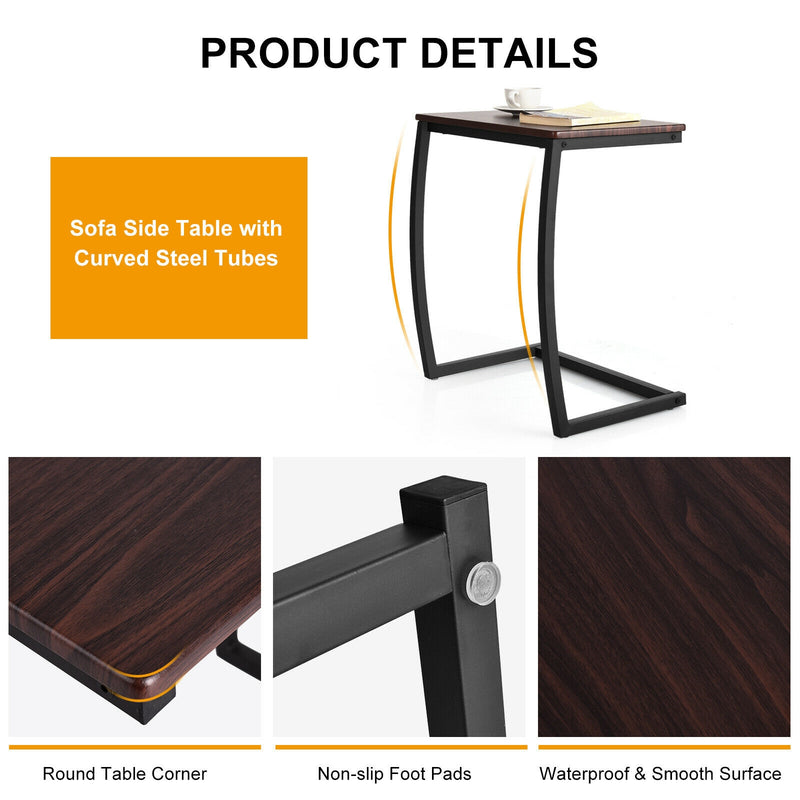 Steel Frame C-shaped Sofa Side End Table-Coffee