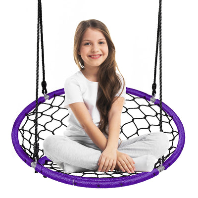 Net Hanging Swing Chair with Adjustable Hanging Ropes-Purple