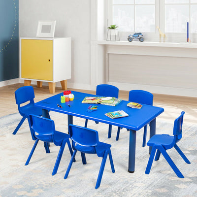 6-pack Kids Plastic Stackable Classroom Chairs-Blue