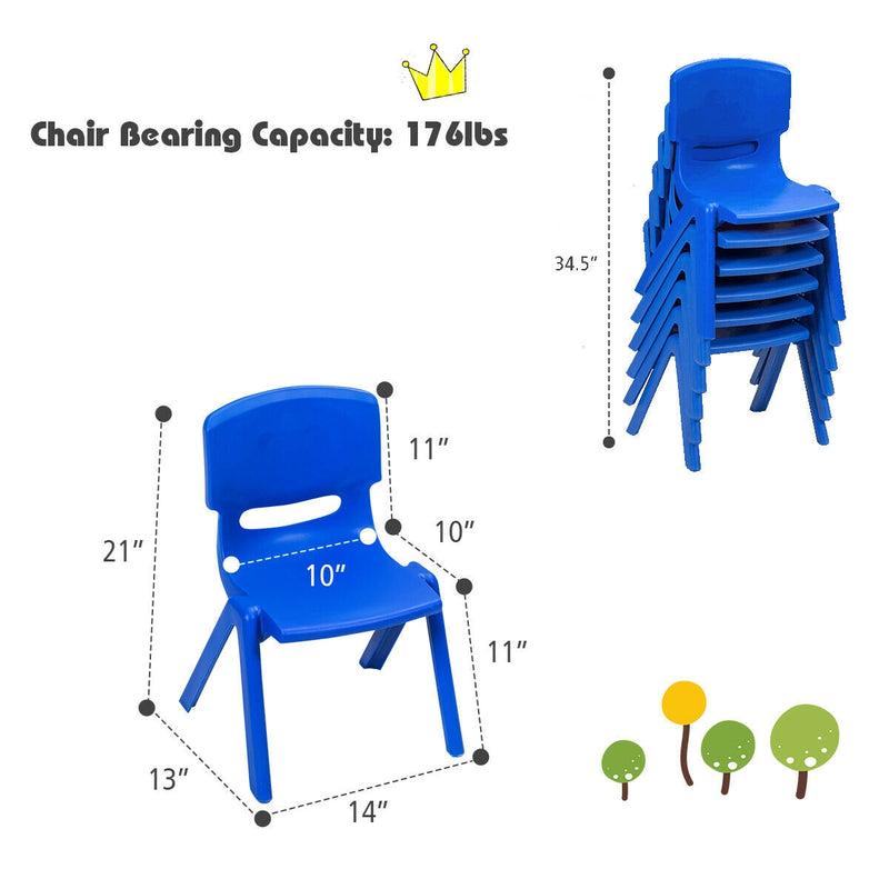 6-pack Kids Plastic Stackable Classroom Chairs-Blue