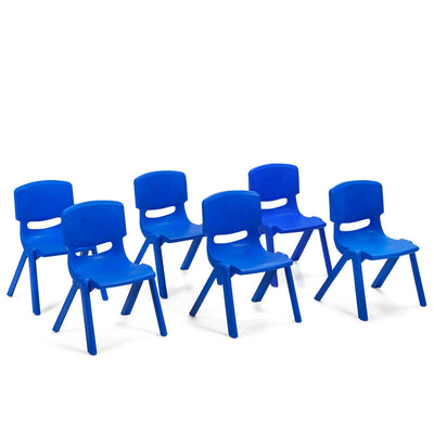 6-pack Kids Plastic Stackable Classroom Chairs-Blue