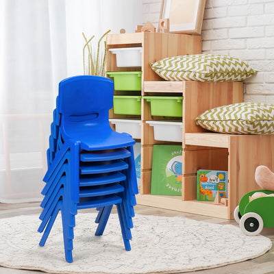 6-pack Kids Plastic Stackable Classroom Chairs-Blue