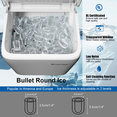 44 lbs Portable Countertop Ice Maker Machine with Scoop-Silver