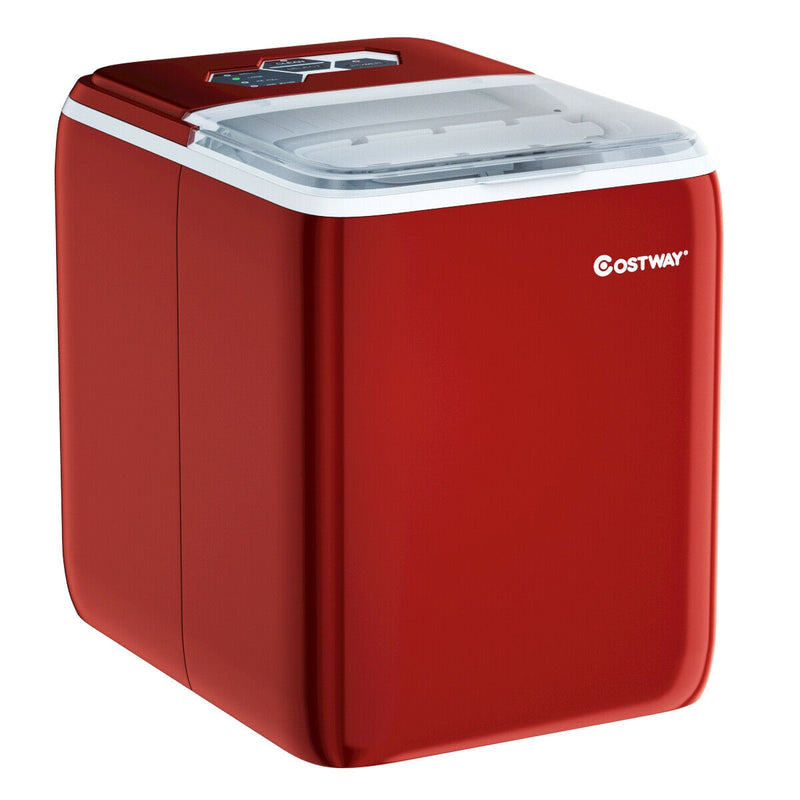 44 lbs Portable Countertop Ice Maker Machine with Scoop-Red