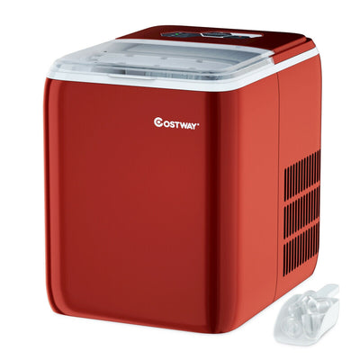 44 lbs Portable Countertop Ice Maker Machine with Scoop-Red