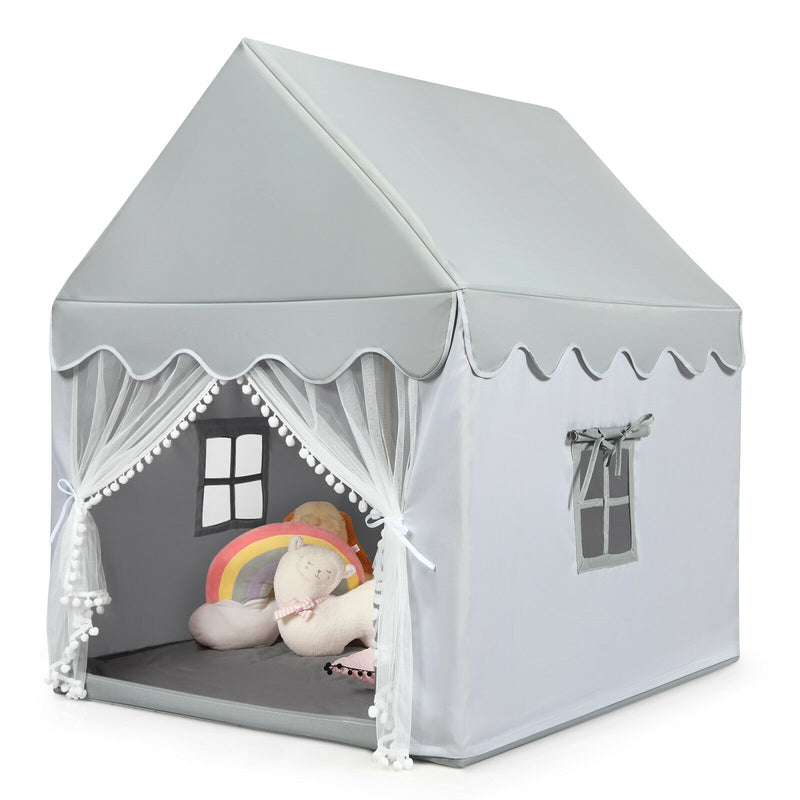 Kids Large Play Castle Fairy Tent with Mat-Gray