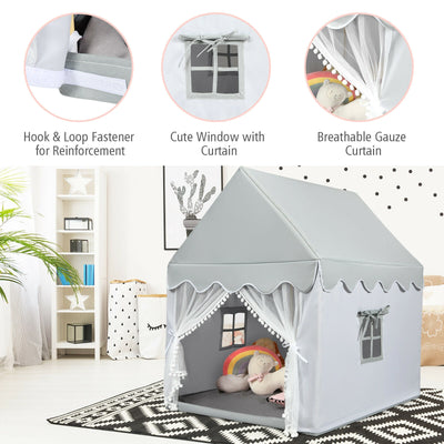 Kids Large Play Castle Fairy Tent with Mat-Gray