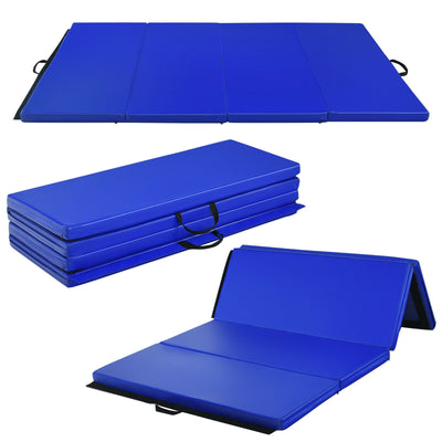 Gymnastics PU Mat  Thick Folding Panel Gym Fitness Exercise-Navy