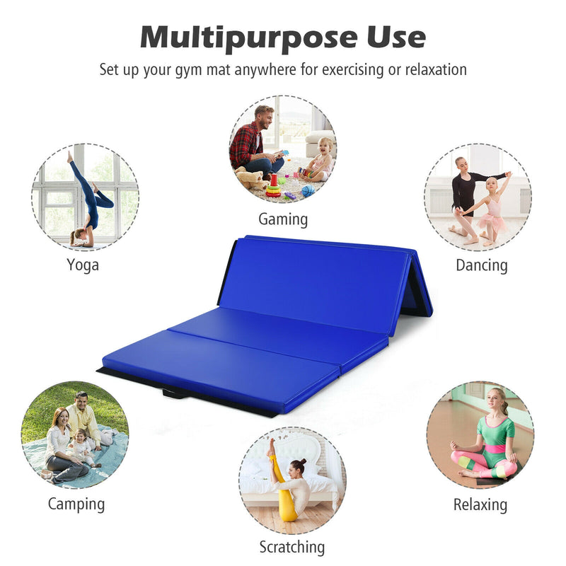 Gymnastics PU Mat  Thick Folding Panel Gym Fitness Exercise-Navy