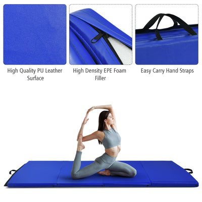 Gymnastics PU Mat  Thick Folding Panel Gym Fitness Exercise-Navy