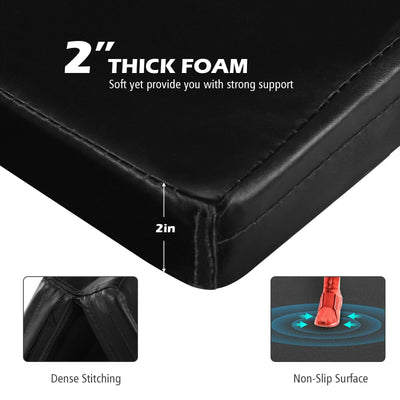 Gymnastics PU Mat  Thick Folding Panel Gym Fitness Exercise-Black