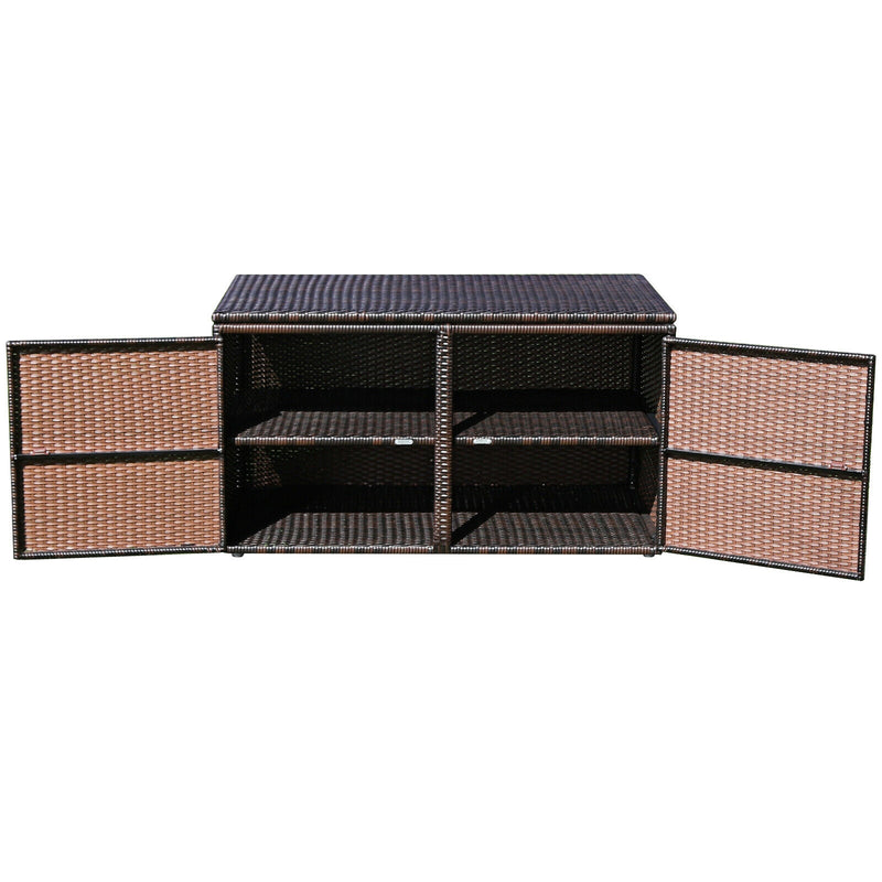 88 Gallon Garden Patio Rattan Storage Container Box-Brown