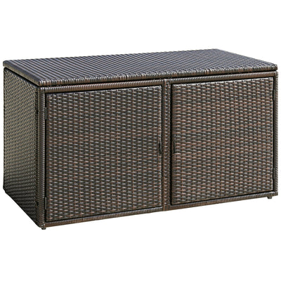 88 Gallon Garden Patio Rattan Storage Container Box-Brown