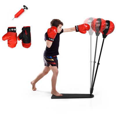 Kids Punching Bag with Adjustable Stand and Boxing Gloves