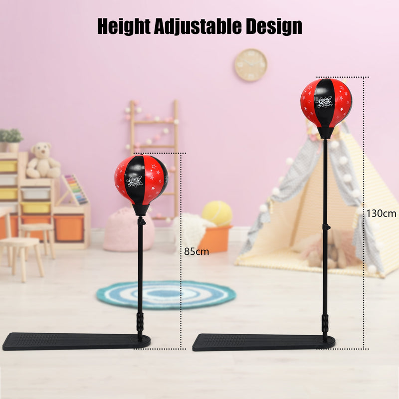 Kids Punching Bag with Adjustable Stand and Boxing Gloves