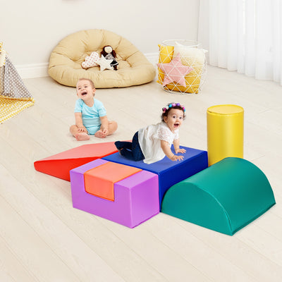 6 Piece Climb Crawl Play Set Indoor Kids  Toddler-Red