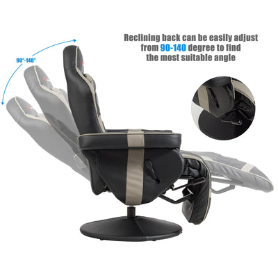 Ergonomic High Back Massage Gaming Chair with Pillow-Gray