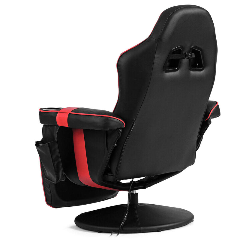 Ergonomic High Back Massage Gaming Chair Gaming Recliner with Pillow-Red