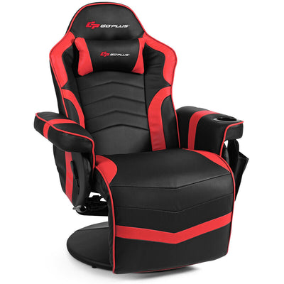 Ergonomic High Back Massage Gaming Chair Gaming Recliner with Pillow-Red