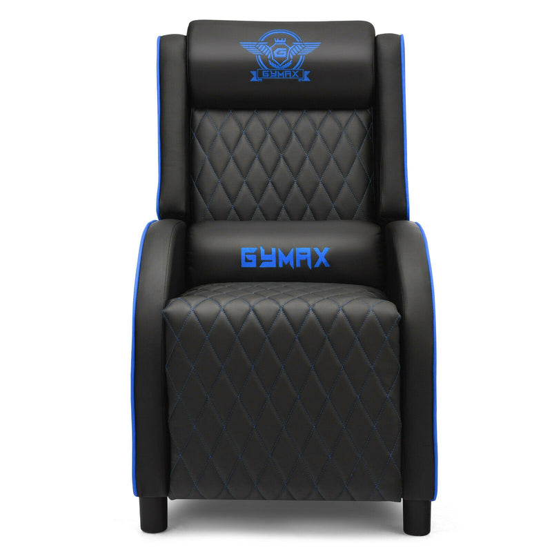 Massage Gaming Recliner Chair with Headrest and Adjustable Backrest for Home Theater-Blue