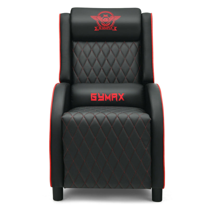 Massage Gaming Recliner Chair with Headrest and Adjustable Backrest for Home Theater-Red