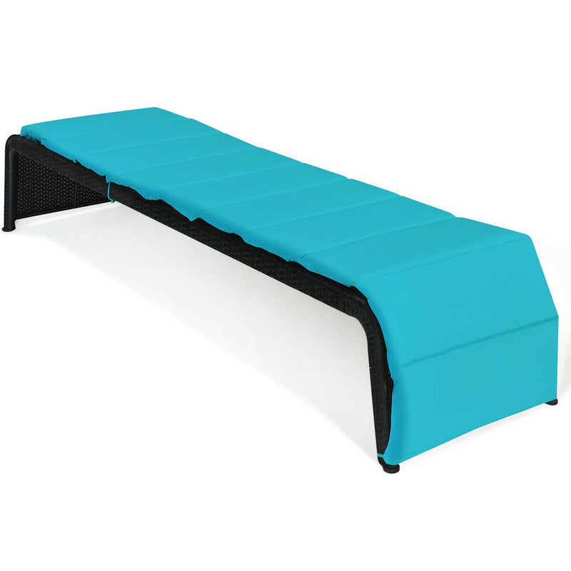 Adjustable Patio Rattan Lounge Chair with Cushions-Turquoise