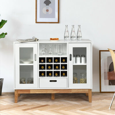 Wood Wine Storage Cabinet Sideboard Console Buffet Server-White