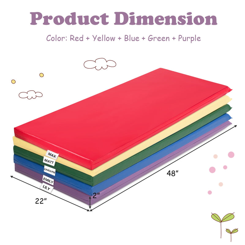 5 Pack 2 Inch Toddler Thick Rainbow Rest Nap Mats