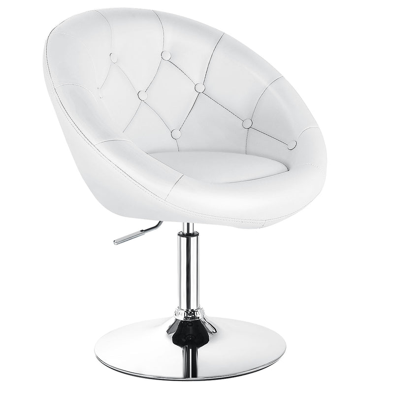 1 Piece Adjustable Modern Swivel Round Tufted-White