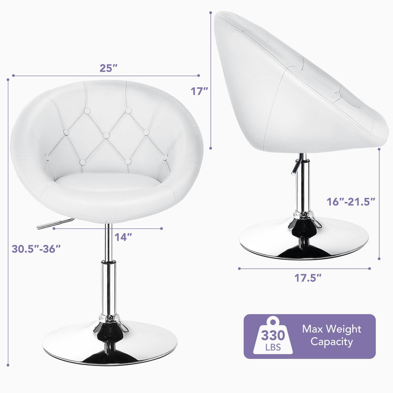 1 Piece Adjustable Modern Swivel Round Tufted-White